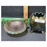 NORTHWOOD CARNIVAL GLASS ROSE BOWL AND 2 HLD BOWL