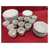 10 Place setting plus extras white dinnerware