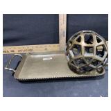 7x16 Metal decorator tray with sphere decor