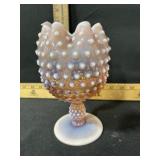DUNCAN MILLER PINK OPAL HOBNAIL VASE 7 1/2 TALL