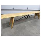 Wood Farmhouse bench with Wrought iron   88x15