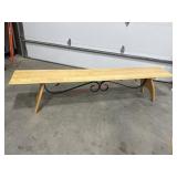 Wood Farmhouse bench with Wrought iron   88x15
