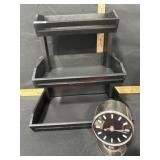 3 Tiered desk tray and table clock