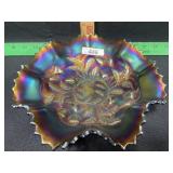 VINTAGE CARNIVAL GLASS STRAWBERRY  BOWL9 INCH