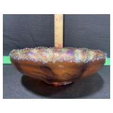 VINTAGE CARNIVAL GLASS THISTLE BOWL 8 INCH