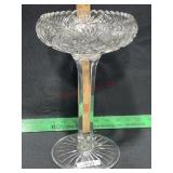 VINTAGE CUT GLASS COMPOTE 11 INCHES TALL