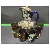 VINTAGE FENTON  CARNIVAL GLASS WATER SET  7 PIECE