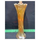 VINTAGE CARNIVAL GLASS VASEPEACH OPAL 12 INCH