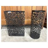 Black metal umbrella stand set of 2