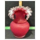 CASED LARGE PINK SATIN VASE 9 INCHES