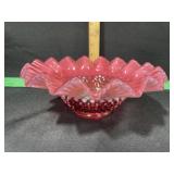 FENTON GLASS CRANBERRY OPALESCENT HOBNAIL BOWL10