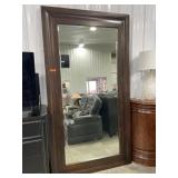 Wide wood framed beveled wall mirror    51x2x95