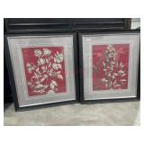 Pair of 27x31 frames with matted monotone floral