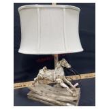 Tang Dynasty style horse table lamp with white