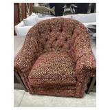 Lexington Upholstery Red and gold tufted armchair