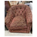 Lexington Upholstery Red and gold tufted armchair