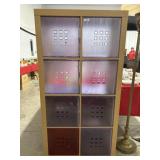 Oak finish cabinet with 8 cube storage   3