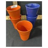 VINTAGE FIESTAWARE WATER TUMBLERS 5 QTY ASSORTED