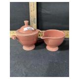 VINTAGE FIESTAWARE ROSE CREAM AND COVERED SUGAR
