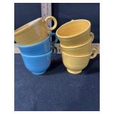 VINTAGE FIESTAWARE CUPS  2 TURQ. 4 YELLOW