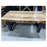 Live edge custom table on metal legs with Bear