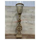 30 inch Gold toned hurricane pillar candle stand