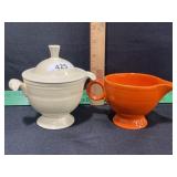 VINTAGE FIESTAWARE CREAMER RED/ SUGAR IVORY