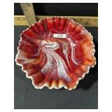 IMPERIAL GLASS SLAG RED 9 INCH BOWL
