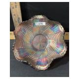 CARNIVAL GLASS 8 1/2 INCH BOWL PURPLE
