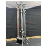 Brushed finish fireplace tool set