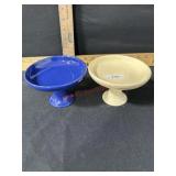 VINTAGE FIESTAWARE SWEETS COMPOTE IVORY/ BLUE 2