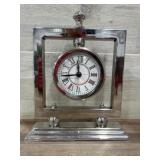Silvertone decorator table top clock