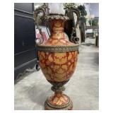 32 inch Tall Wong Lee Mounted Red Floral Paisley