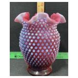 FENTON GLASS CRANBERRY OPALESCENT 8 INCH TALL