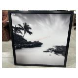 39x39 Black and white Beach shore print in black