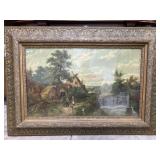 48x34 Antique picture frame with farm villagers