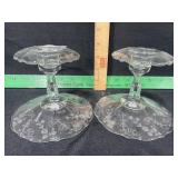 CAMBRIDGE GLASS ELAINE PAIR CANDLE STICKS