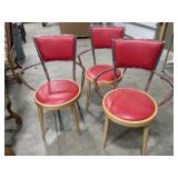 3- Retro red vinyl and chrome diner chairs  from