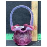 FENTON GLASS CRANBERRY OPALESCENT SWIRL SMALL