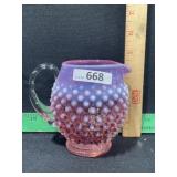 FENTON GLASS CRANBERRY OPALESCENT HOBNAIL MILK