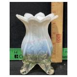 WHITE OPALESCENT VASE 5 INCH TALL