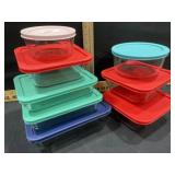 8- Pyrex glass storage bowls with lids