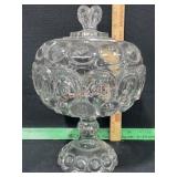 EAPG GLASS CRYSTAL MOON & STAR LARGE COMPOTE  12