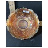 CARNIVAL GLASS ORANGE TREE MARIGOLD 8 INCH BOWL
