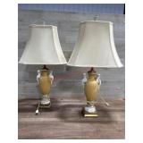 Pair of Lenox cherub dresser lamps
