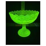 EAPG GLASS VASELINE COMPOTE 7 1/2 TALL