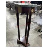Bombay style mahogany pedestal stand with green