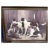 28x38 Canvas dog print in dark  frame