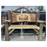 Custom built Live edge rough cut log bench with