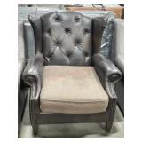 Curations Lauren wing back brown leather arm